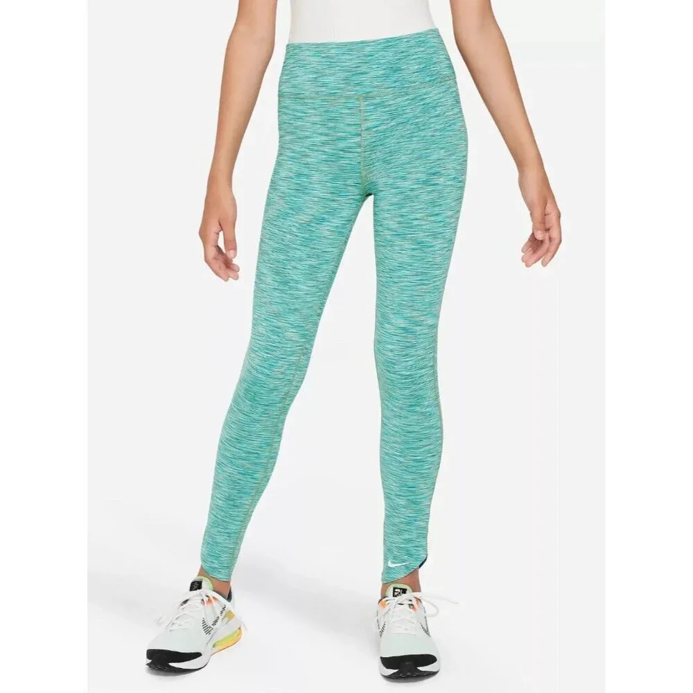 Nike Girls Kids High-Rise Training Leggings Green Sz L Gym Running